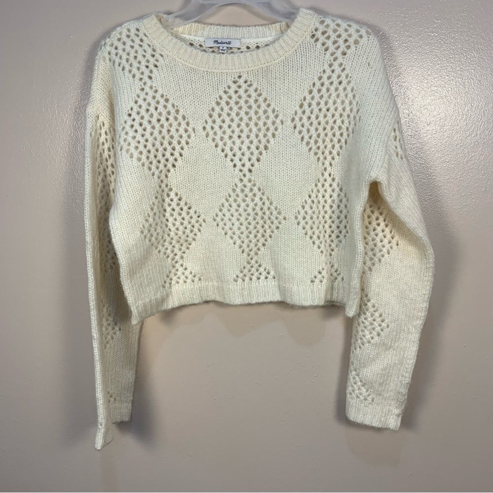 Madewell Diamond Stitch Crewneck Wool Blend Sweater - Picture 2 of 13